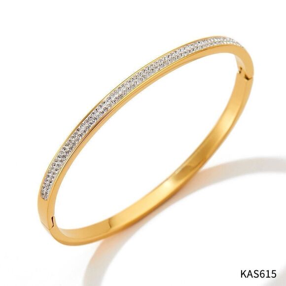 16K GP Elegant Zircon Bangle - Picture 1 of 2